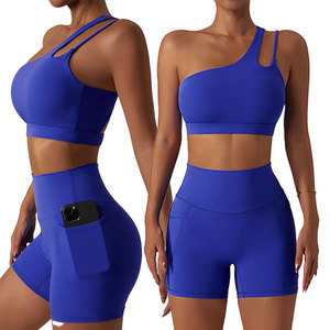 Ensemble de yoga 3 pièces pour femmes, leggings longs à taille haute, respirants, sans couture, en spandex/nylon, avec poches, personnalisable - Product Image 5