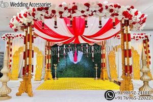 Tamil Wedding Manavarai Fiberglass Mandap UK Australia Modern Detachable Hand Carved Pillars South Indian Wedding Mandap - Product Image 3