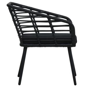 Set di 2 Sedie da Giardino in Rattan Nero, Arredamento Esterno Contemporaneo con Cuscini in Schiuma, Gambe Affusolate, Design Durevole - Product Image 4
