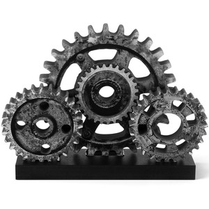Figurine rectangulaire steampunk industrielle Aqdus Saleem en bronze et laiton, artisanale, écologique, durable, 35x30x28cm, pour table, décoration intérieure - Product Image 4