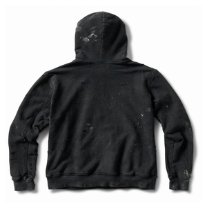 Sudadera con Capucha Negra para Hombre, Corte Regular, Bolsillo Delantero, Forro Polar de Algodón, Estilo Casual para Otoño, Logotipo Estampado, Sudadera Personalizada con Efecto Desgastado - Product Image 2
