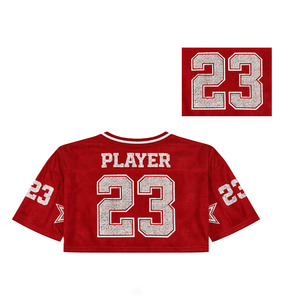 Camiseta Deportiva Corta de Malla con Pedrería para Mujer, Transpirable, de Poliéster, Estilo Urbano, Fabricación Personalizada OEM - Product Image 3
