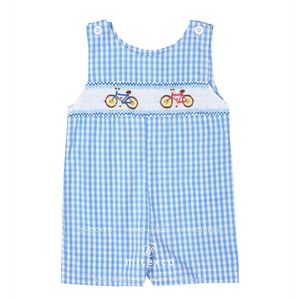 Broderie d'ancre smockée à la main Jon Jon | Tenue d'été pour tout-petit garçon avec tissu vichy rose | Services OEM ODM - Product Image 3