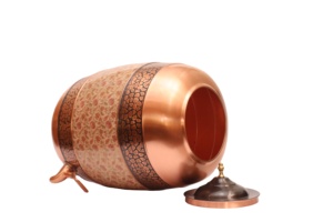 Distributeur d'eau artisanal 100 % cuivre pur - Matka ayurvédique martelé et imprimé floral avec robinet anti-fuite pour la maison et l'hôtel - Product Image 4