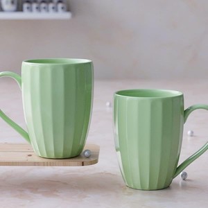 แก้วกาแฟเซรามิกสีเขียวลายริ้วขายดี พร้อมด้ามจับแข็งแรง ทนทาน ดีไซน์สวยงาม เหมาะสำหรับชา กาแฟ ใช้ได้ทุกวัน - Product Image 1