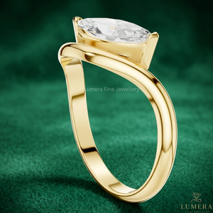 แหวนเพชรโมอิสซาไนต์ทรงมาร์คีส์สุดหรูสำหรับผู้หญิง แหวนทอง 14K แบบเปิดวงแหวนซ้อนกัน แหวนหมั้นแบบมินิมอล แหวนแต่งงานแบบโซลิแทร์ - Product Image 3
