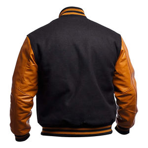 Veste de baseball personnalisée en cuir et laine pour homme, style vintage, avec manches en cuir, pour l'hiver - Product Image 2