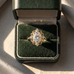Elegante Anillo de Compromiso Ovalado con Diamante Cultivado en Laboratorio de 0.20CT, Certificado IGI, E VVS2 VS1, Halo Vintage, Chapado en Oro de 10K/14K/18K, Brillante - Product Image 6