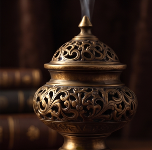 Handmade Metal Aluminum <b>Incense</b> <b>Cone</b> Holder Ornate Scrollwork Urn <b>Burner</b> Ash Catcher Decor - Product Image 5