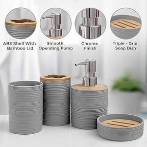 ชุดอุปกรณ์ห้องน้ำ 4 ชิ้น ที่วางแปรงสีฟัน ที่จ่ายสบู่ แก้วบ้วนปาก และที่วางสบู่ สำหรับบ้าน ห้องครัว และของใช้จำเป็นในห้องน้ำ - Product Image 3