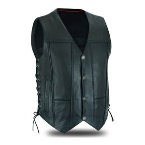 Gilet de moto en cuir respirant de qualité supérieure pour homme - Vêtement d'extérieur décontracté avec options personnalisables - Product Image 1