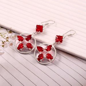 Pendientes de granate rojo, plata de ley 925, joyería de piedras preciosas hecha a mano para mujer, piedra de nacimiento de enero, elegantes pendientes de regalo, plata de ley 925 - Product Image 3