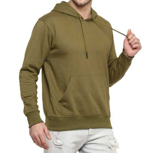 Sweat à capuche pour homme en polaire 100% polyester, couleur unie, manches longues, avec poche, respirant, hiver - Product Image 2