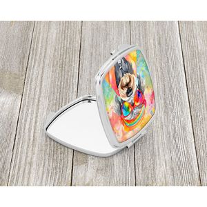 Espejo de maquillaje de viaje compacto para mujeres y niñas Schnauzer Hippie Dawg decorativo plegable espejo de bolsillo de mano regalo - Product Image 2