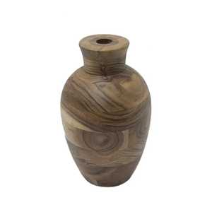Jarrón de Madera de Acacia Segmentada Hecho a Mano, Florero Decorativo Rústico de Cuello Pequeño para Mesa, Hogar u Oficina - Product Image 2