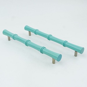 Poignées de meuble en bois style bambou peint, couleur Teal, design asiatique, pour porte de cuisine, poignée de meuble durable - Product Image 5