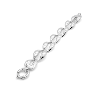 Pulseras de Cadena de Eslabones Ovalados Curvos de Plata 925 - Product Image 1