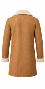 Abrigo de Piel de Oveja Genuina para Hombre |   Camel color marrón marfil |   Fabricante OEM ODM |   Diseño de Calidad Premium |   Ropa de Cuero | - Product Image 3