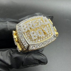 Round Cut <b>925</b> <b>Silver</b> Yellow Gold Plated Personalized <b>Ring</b> Hip Hop Statement Iced Out <b>Ring</b> Fine Jewelry Special for Men's - Product Image 3