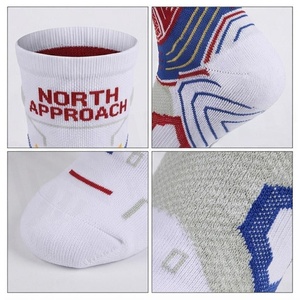 Crew <b>Socks</b> Geometric Pattern Blue Breathable <b>Running</b> <b>Socks</b> for Adults Spring Season - Product Image 4
