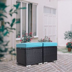 2-Piece PE Rattan Outdoor Ottoman All-Weather Patio Foot Rest Storage Stool Multifunctional Foot Stool Rest Storage for Outdoor - Product Image 5