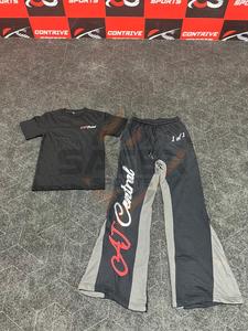 Custom Manufacturer 100% Cotton Vintage Graphic Acid Wash Cropped Streetwear Men T-shirt and Pant <b>Set</b> - Product Image 2