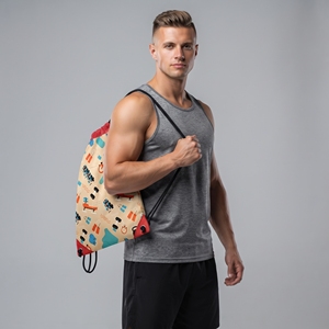 100% Polyester Canvas Drawstring Bags Lightweight Casual Waterproof Drawstring Exercise <b>Backpack</b> - Product Image 2