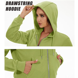 Soft Fabric Women's <b>Clothing</b> Zipper Up Cropped Hoodies OEM ODM Manufacturer Plain Dyed Sportswear Fleece Hooded Jacket Women - Product Image 5
