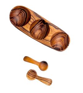 Mesa de alta calidad con forma única de 3 diseños de comida para servir con juego de 3 cucharas para niños y bebés Cuenco de madera para servir - Product Image 1