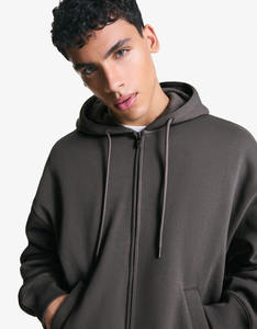 Sudadera con Capucha de Mezclilla Gruesa Personalizada, 100% Algodón, con Cierre y Capucha Acolchada para Hombre, para Otoño - Product Image 3
