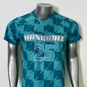 เสื้อยืดคอกลมผู้ชายคุณภาพสูงแบบซับลิเมชั่นสำหรับแฮนด์บอล แห้งเร็ว ระบายอากาศได้ดี เหมาะสำหรับกีฬา ฟุตบอล และซอคเกอร์ - Product Image 2