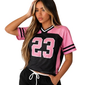 Maillot de football américain court pour femme, rose, en mesh, pour le jour du match, vêtement personnalisé coupé et cousu, usine de marque privée - Product Image 1