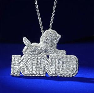 Pendentif personnalisé en argent sterling 925 avec initiale en lettres 3D, serti de moissanite, style hip hop, pour homme et femme - Product Image 1