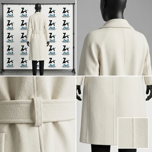 Manteau long en laine mélangée pour femme, design personnalisé, double boutonnage, col cranté, chaud pour l'hiver, avec ceinture, vêtement d'extérieur - Product Image 3