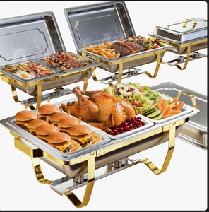 Juego de 2 calentadores de comida redondos de metal premium para buffet, al mejor precio. - Product Image 6