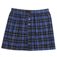 Boxer Homme Noir Gris à Carreaux Personnalisé en Polyester/Coton Respirant, Coupe Ample Décontractée avec Braguette Boutonnée et Élastique