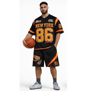 Conjunto de Camiseta y Pantalones Cortos de Fútbol Americano de Alta Calidad, Uniforme Deportivo Transpirable, Ropa de Equipo Personalizada para Entrenamientos y Partidos - Product Image 2