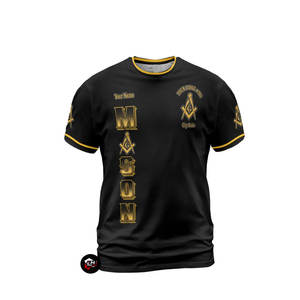 เสื้อยืดแฟชั่นลายกราฟิกสัญลักษณ์เมสันคุณภาพสูงสำหรับผู้ชาย เสื้อยืดผ้าฝ้ายพิมพ์ลายโลโก้ฟรีเมสันสำหรับผู้ชายสั่งทำจำนวนมาก - Product Image 2