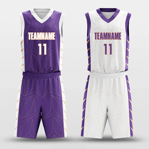 Uniformes de Baloncesto Personalizados con Nombre de Equipo 11, Morado y Blanco, Sublimados, Cuello en V, Sin Mangas, Secado Rápido, Ajuste Atlético, Unisex para Adultos - Product Image 1