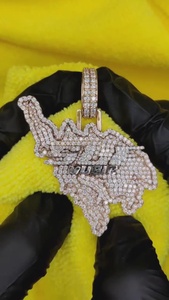 Colgante de Lujo para Fiesta, Estilo Hip Hop, Chapado en Oro de 18K, con Moissanita y Plata de Ley, Personalizado y Brillante - Product Image 2