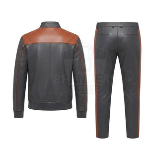 Conjunto Deportivo Informal de Cuero con Chaqueta y Pantalones Coordinados Diseñado para Hombres, Viajes y Moda al Aire Libre - Product Image 2