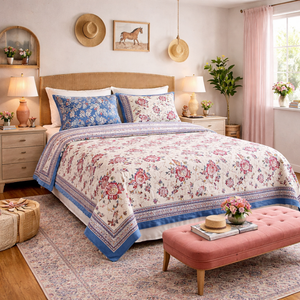 New Launch Jaipur Artisan Cotton Bedsheet <b>King</b> <b>Size</b> Hand Block Printed Eco-Friendly Soft Durable Skin Friendly All Season Home - Product Image 1