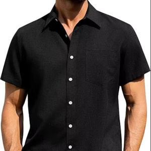 Chemise décontractée à manches courtes Western Solid pour homme avec boutons-pression perle - Product Image 1