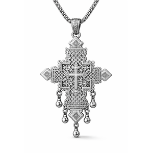Pendentif croix coptique éthiopienne en argent, bijou religieux personnalisé souvenir - Product Image 6