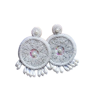 Best quality gorgeous Fashion Jewelry Earrings Boho <b>Large</b> Hoop Beaded Earrings Colorful Seed <b>Bead</b> Earrings for girls from India - Product Image 1