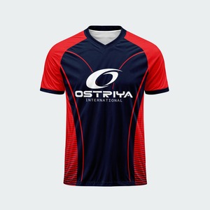 Maillot de football léger en polyester 100 % imprimé par transfert thermique pour adultes, vêtements de sport personnalisés, couleur unie, manches courtes, col en V - Product Image 1