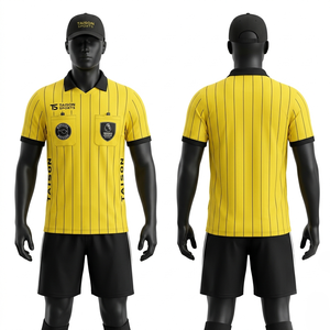 เสื้อกรรมการฟุตบอลผ้าโพลีเอสเตอร์อินเตอร์ล็อค 150 GSM สีเขียวอมฟ้า-ดำ สกรีนโลโก้ตามสั่ง แบบ OEM - Product Image 4