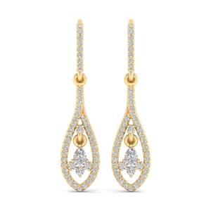 Pendientes colgantes de oro macizo de 14 quilates con diamante CVD cultivado en laboratorio de 1 quilate, precio de fábrica REYES, para mujer, joyería personalizada - Product Image 1