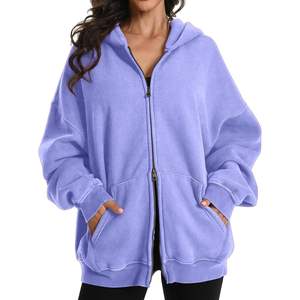 2025 mujeres/hombres Zip Hoodie Oversized Acid Wash Hoodies Heavyweight Distress Cotton Fleece Zipper Hoodie Vintage Style XS - Product Image 1