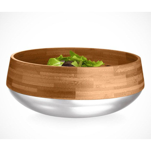 Bols de service ronds en bois avec bordure métallique perlée, finition marron, pour la maison et les tables de mariage, bols pour collations et service alimentaire - Product Image 5
